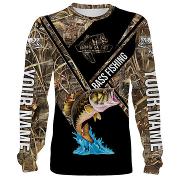 BlueJose Customize Name Largemouth Bass Fishing Camo Shirts