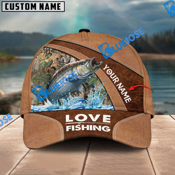 BlueJose Personalized Striped Bass Fishing Leather Pattern Classic 3D Cap