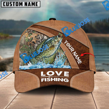 BlueJose Personalized Crappie Fishing Leather Pattern Classic 3D Cap