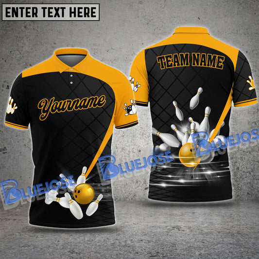 BlueJose Bowling and Pins Exclusive Sport Style Customized Name, Team Name 3D Shirt (4 Colors)