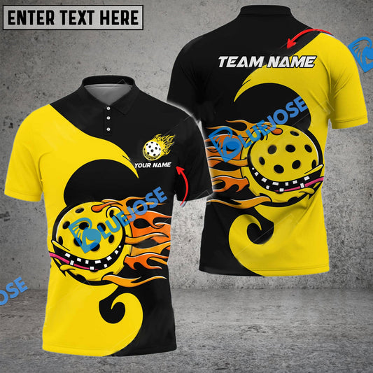 BlueJose Pickleball Yellow Monster Personalized Name, Team Name Unisex Shirt