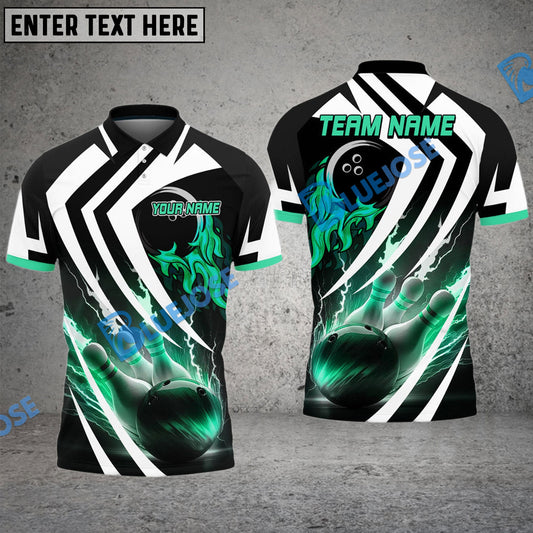 BlueJose Bowling And Pins Thundering Strike Multicolor Customized Name 3D Shirt ( 4 Colors )