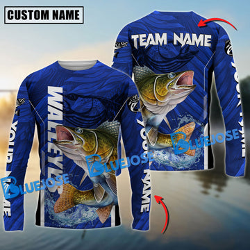 Bluejose Walleye Fishing Jersey Tournament Sun Protection Custom Name & Team Name 3D Shirts