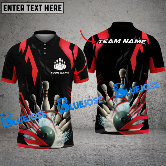 BlueJose Bowling And Pins Digital Smoke Customized Name 3D Shirt ( 6 Colors)