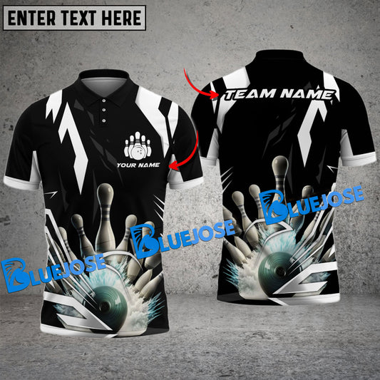 BlueJose Bowling And Pins Digital Smoke Customized Name 3D Shirt ( 6 Colors)
