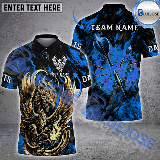 BlueJose Darts Golden Phoenix Personalized Name, Team Name 3D Shirt (4 Colors)