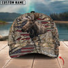 BlueJose Moose Hunting American Flag Camo Crack Personalized Cap ( 2 Colors )