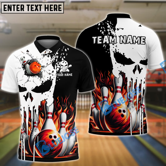 BlueJose Bowling Punished Skull Flame Personalized Name, Team Name 3D Shirt (4 Colors)