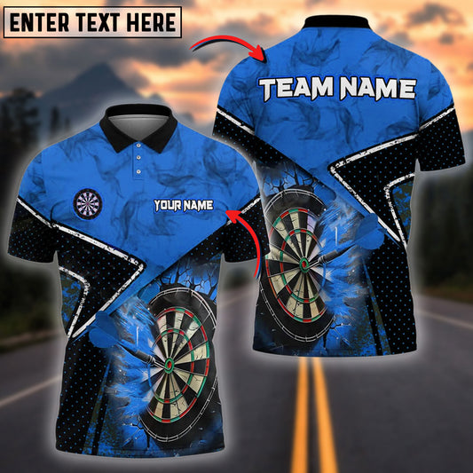 BlueJose Darts Dartboard Broken Smoke Pattern Personalized Name, Team Name Shirt (4 Colors)