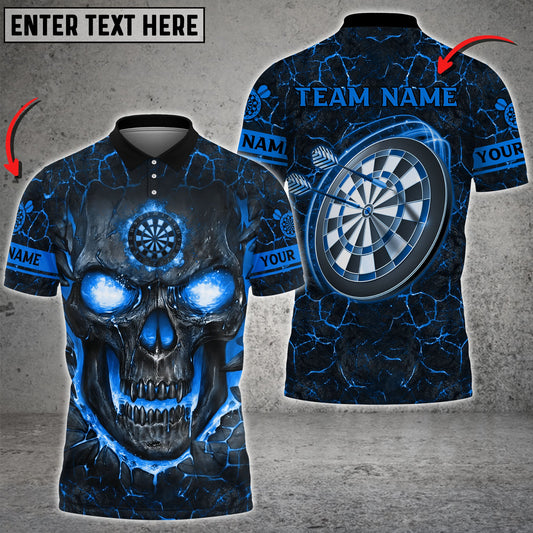 BlueJose Darts Skull Fire Flame Personalized Name, Team Name 3D Shirt (4 Colors)