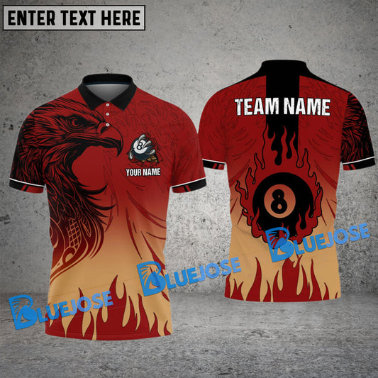 BlueJose Billiards Ball 8 Eagle Fire Flame Personalized Name, Team Name Unisex Shirt ( 6 Colors )