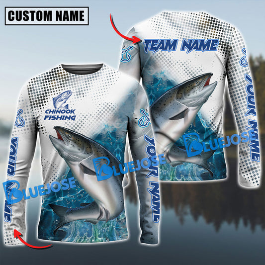 Bluejose Chinook Salmon Fishing Jersey Sun Protection Custom Name & Team Name 3D Shirts