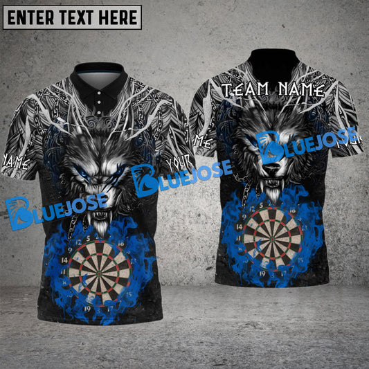 BlueJose Darts Wolf Flame Personalized Name, Team Name 3D Shirt (4 Colors)