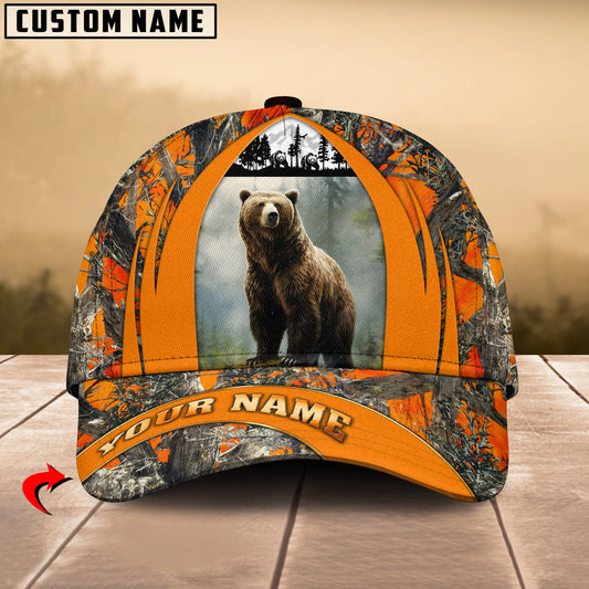 BlueJose Hunting Orange Camouflage Multioption Personalized Name 3D Cap (Deer, Moose, Elk, Boar, Bear)