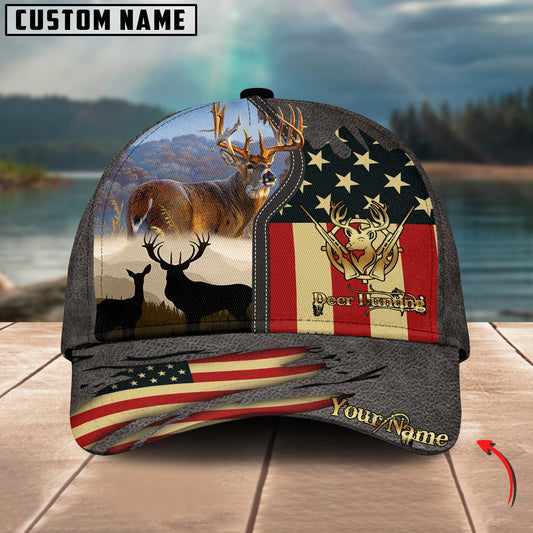 BlueJose Deer Hunting Leather Gray Leather Personalized Cap ( 2 Colors )