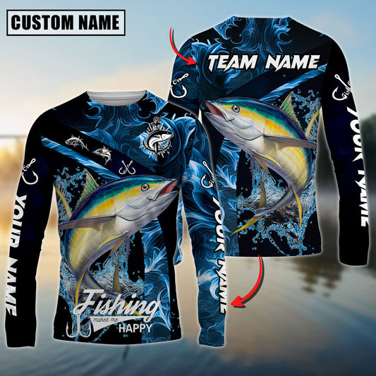 Bluejose Tuna Fishing Blue Smoke Custom Name & Team Name 3D Shirts