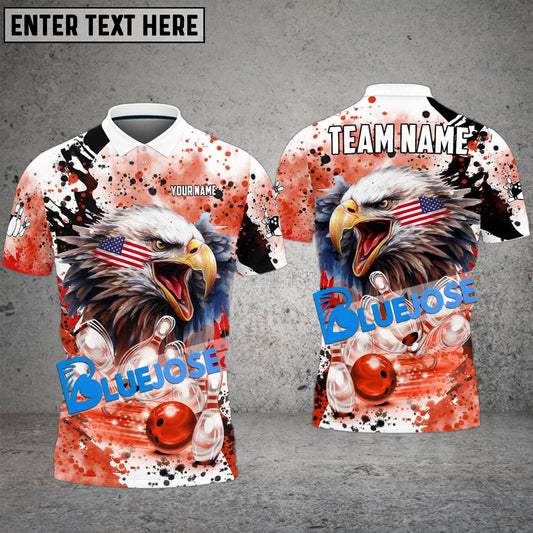 BlueJose Bowling And Pins Eagle American Flag Paint Pattern Customized Name 3D Shirt (4 Colors)