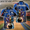 BlueJose Bowling And Pins Electric Pattern Premium Customized Name 3D Shirt (4 Colors)