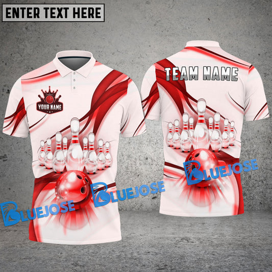 BlueJose Bowling And Pins Shiny Strike Customized Name 3D Shirt ( 6 Colors)