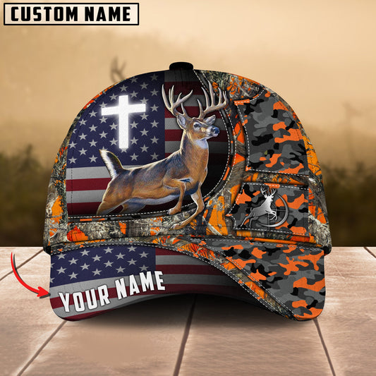 BlueJose Premium American Patriotic Deer Hunting Multicolor Personalized Cap