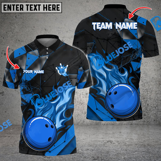 BlueJose Bowling And Pins Glass Fire Multicolor Customized Name 3D Shirt ( 4 Colors )