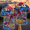 BlueJose Darts Funny Skull Colorful Graffiti Personalized Name, Team Name 3D Shirt (4 Colors)