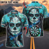 BlueJose Darts Day of the Dead Skull Girl Personalized Name, Team Name Shirt (4 Colors)