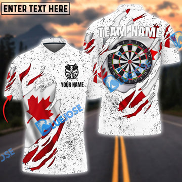 BlueJose Darts White Grunge Canadian Flag Darts Personalized Name, Team Name Shirt