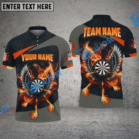 BlueJose Darts Wings Of Flame Personalized Name, Team Name Shirt (4 Colors)