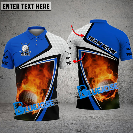 BlueJose Golf Fire Skin Ball Customized Name, Team Name 3D Shirts (4 Colors)