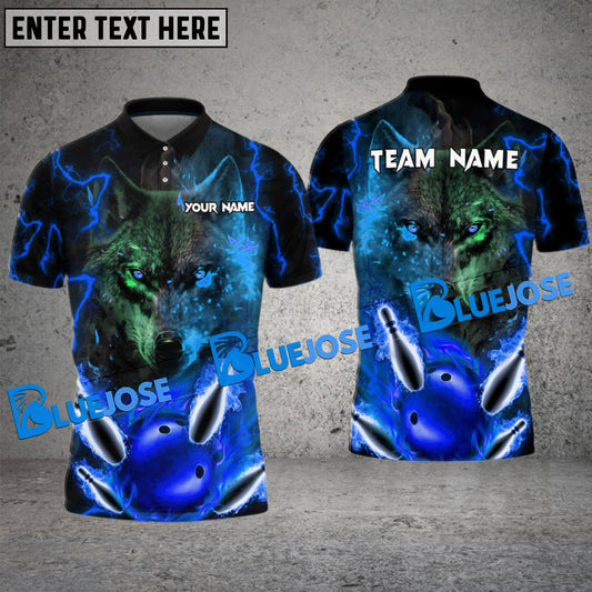 BlueJoses Bowling And Pins Lightning Wolf Customized Name 3D Shirt ( 6 Colors)