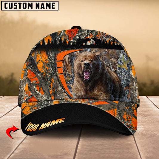 BlueJose Boomerang Bear Hunting Orange Camo Personalized Cap