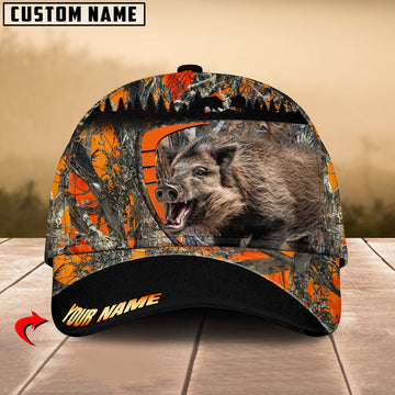 BlueJose Boomerang Boar Hunting Orange Camo Personalized Cap