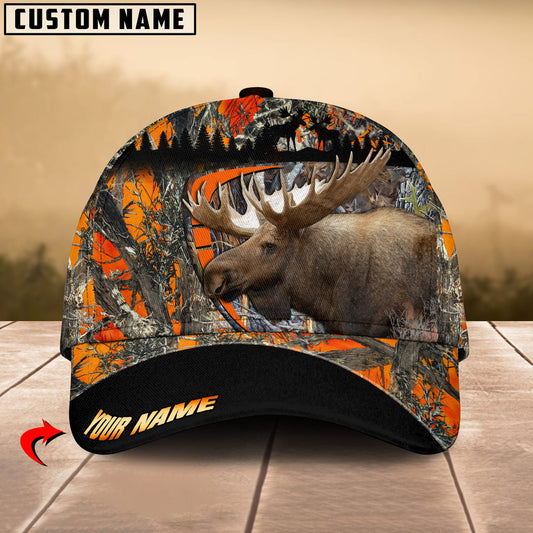 BlueJose Boomerang Moose Hunting Orange Camo Personalized Cap