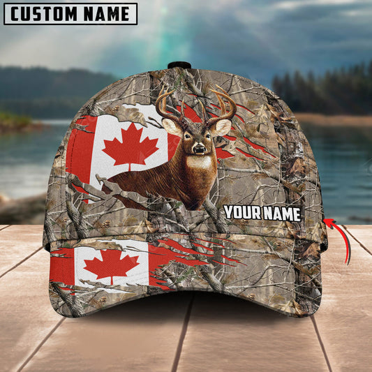 BlueJose Hunting Deer Camo Flag Pattern Multicolor Personalized Cap ( USA and CANADA Flag )