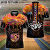 BlueJose Bowling And Pins Crown Hexagon Pattern Customized Name 3D Shirt (4 Colors)