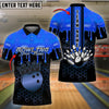 BlueJose Bowling And Pins Crown Hexagon Pattern Customized Name 3D Shirt (4 Colors)