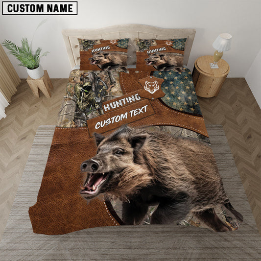 Bluejose Custom Text Boar Hunting Bedding Set 3D All Over Printed