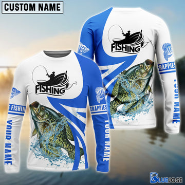 Bluejose Crappie Fishing Personalized White Blue Crappie Fishing 3D Shirt