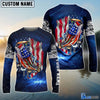 BlueJose Personalized Bass Fishing 3D American Flag Patriotic Hoodie