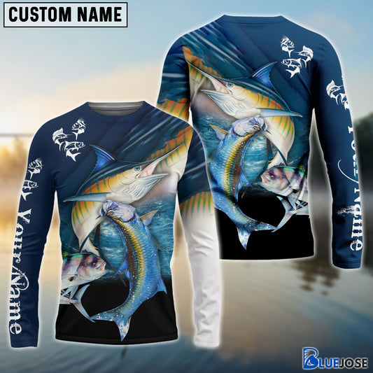 BlueJose Customize Name Fishing Atlantic Sailfish, Roosterfish, Tarpon 3D Shirts