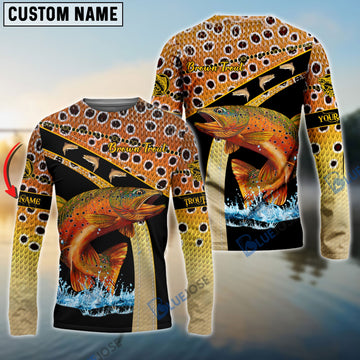 Bluejose Personalized Brown Trout Fishing Custom Name Brown 3D Shirts