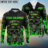 BlueJose Fish Reaper Skull Black And Neon Green Custom Fishing Shirts