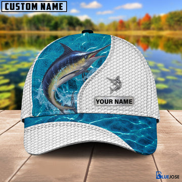 BlueJose Custom Name Blue Marlin Fishing Blue Water Cap