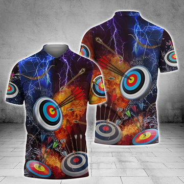 BlueJose Archery Water and Fire Pattern 3D Shirt