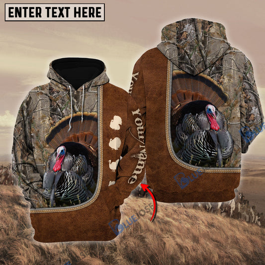 BlueJose Personalized Name Turkey Happiness Hunting Pattern 3D Hoodie