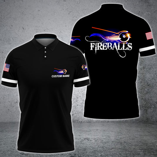 BlueJose Billiard Personalized Polo Shirt For Fireballs Team