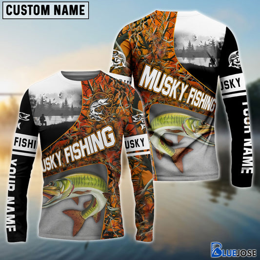 BlueJose Musky ( Muskie) Fishing Custom Name 3D Shirt