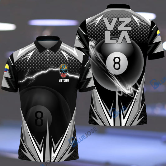 BlueJose Gray Big Bite Billiards Personalized Name, Team Name Unisex Shirt