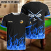 BlueJose Billiards 8-Ball & 9-Ball Fire Pattern Blue Shirt